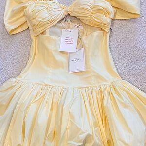 Miss Circle Yellow Off-Shoulder Party Dress